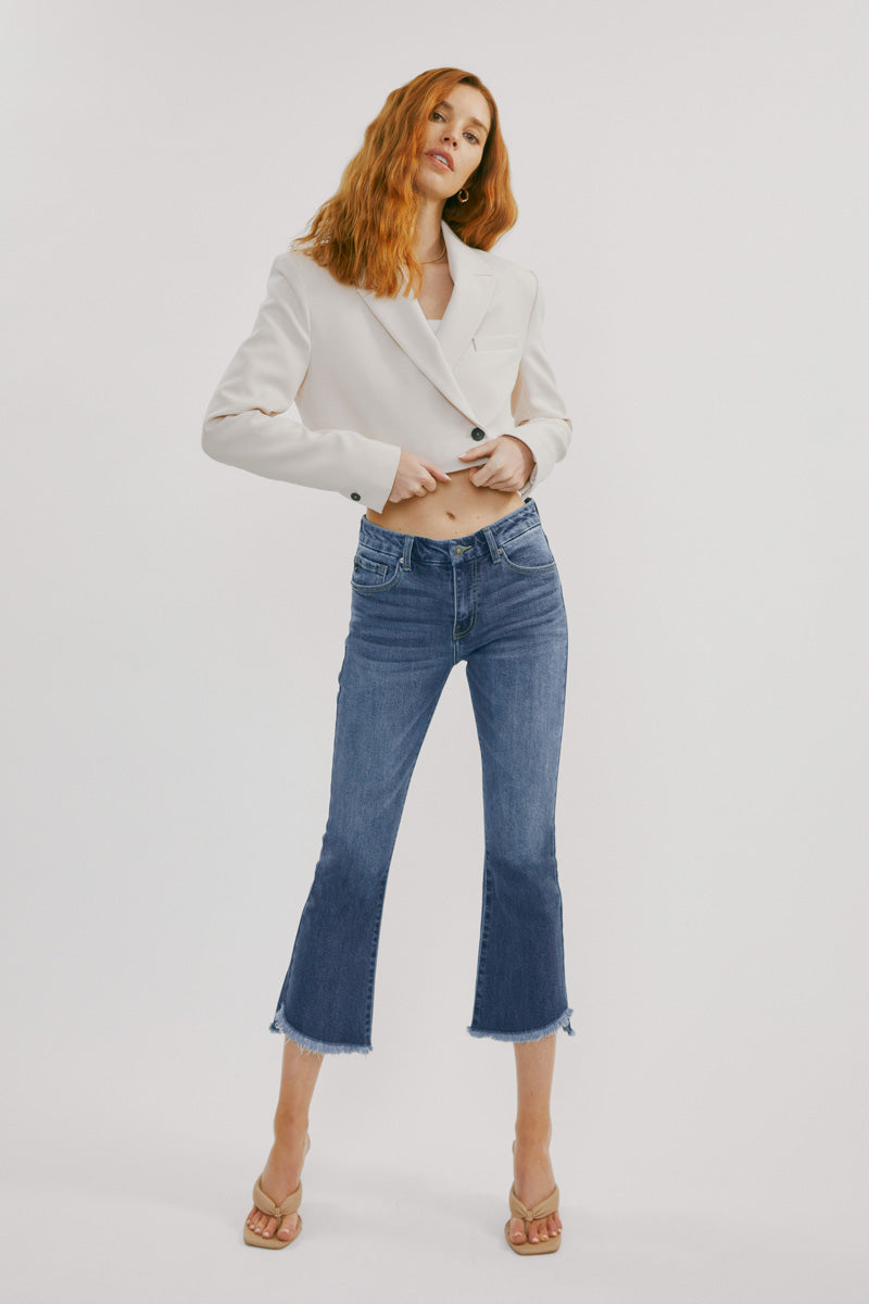 Aida Mid Rise Cropped Flare Jeans