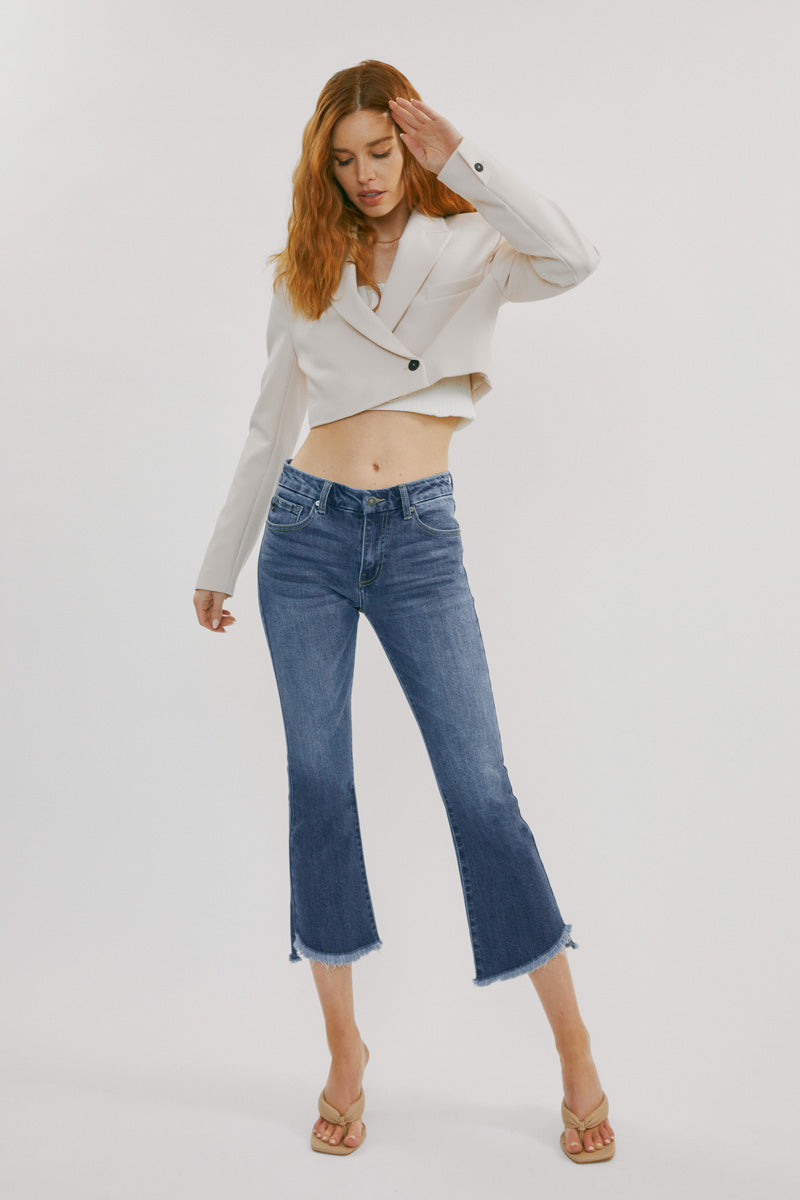 Aida Mid Rise Cropped Flare Jeans