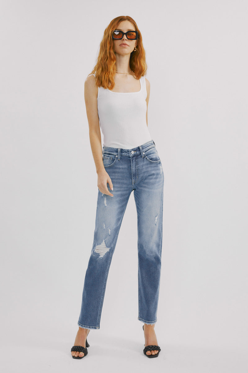 Mariko High Rise Slim Straight Jeans