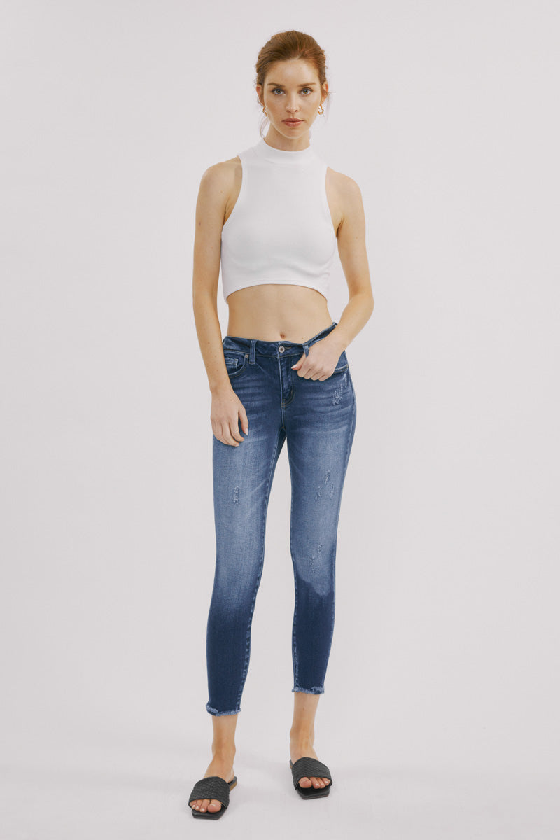 Landon Mid Rise Ankle Skinny Jeans