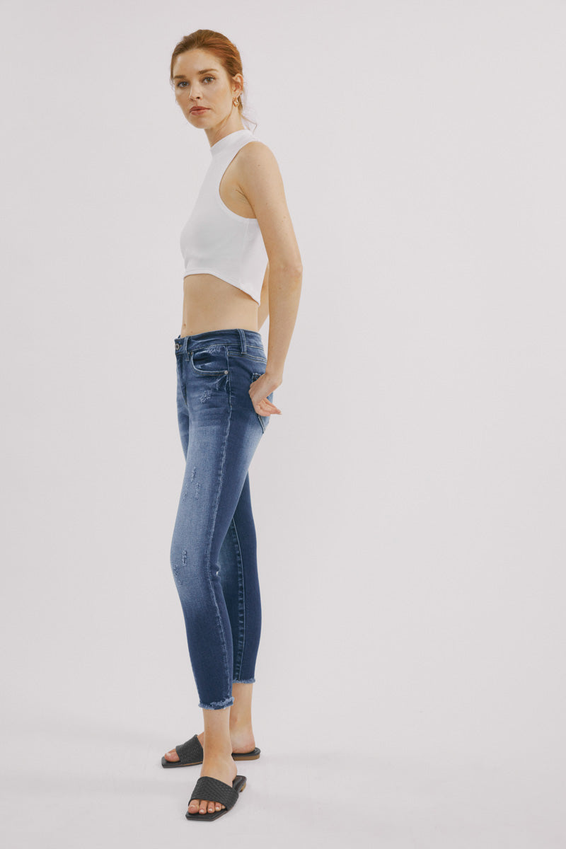 Landon Mid Rise Ankle Skinny Jeans