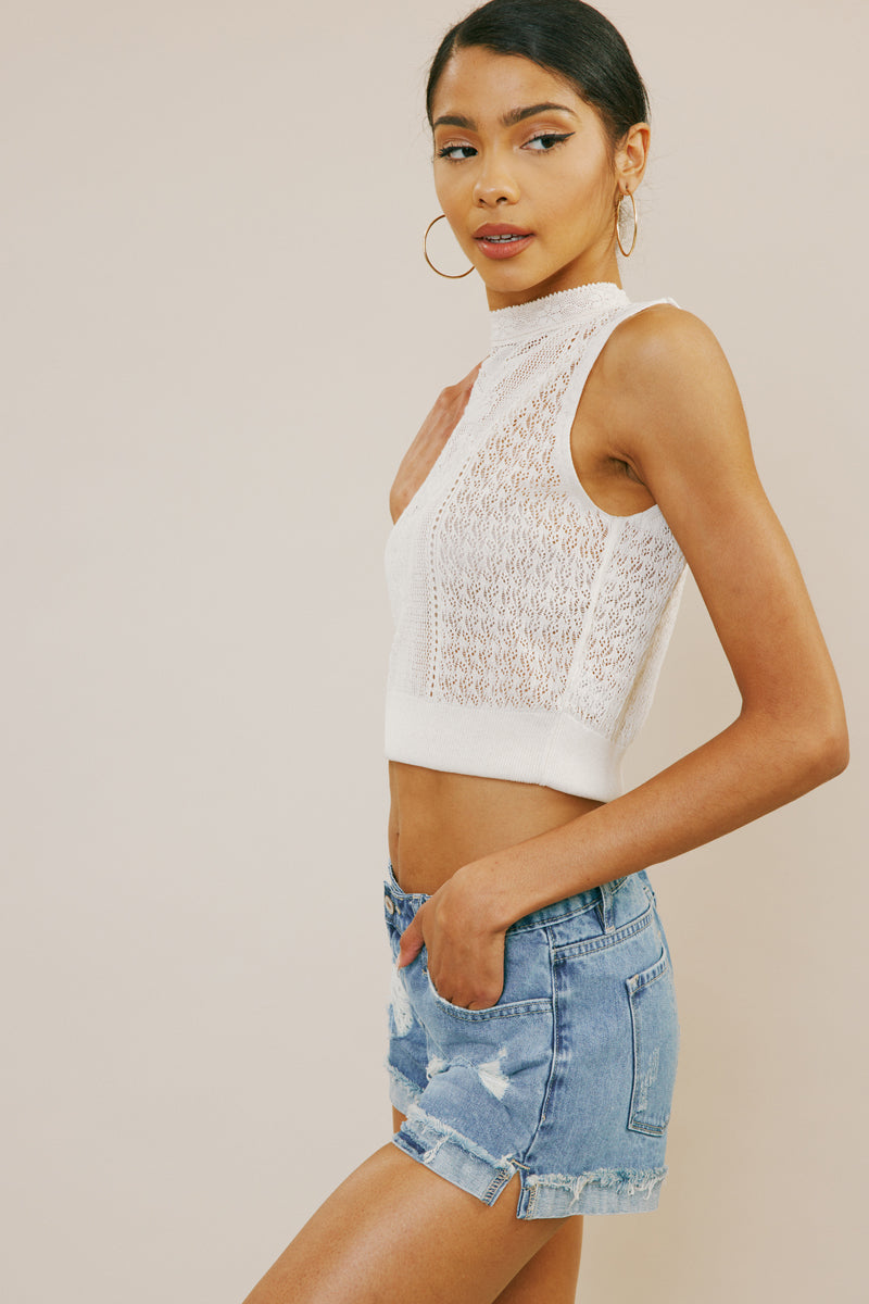 Beren Mid Rise Distressed Shorts