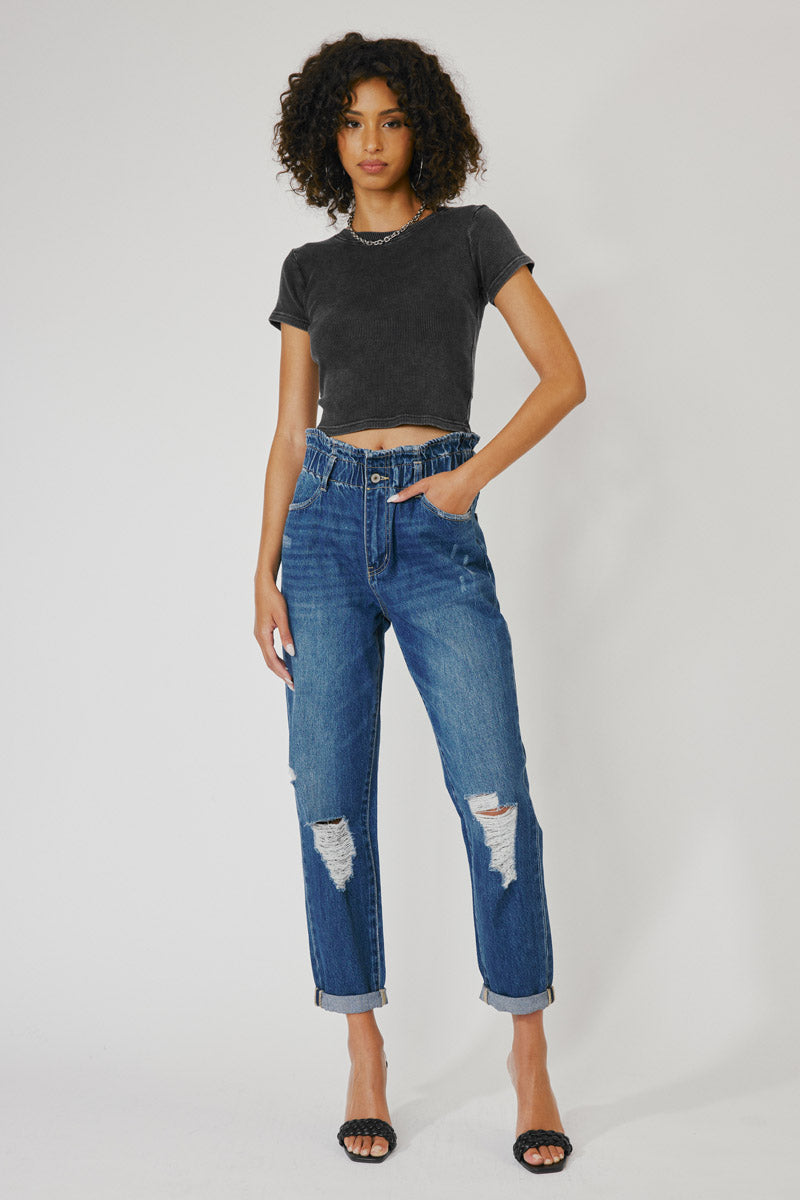 Olivia Ultra High Rise Paperbag Boyfriend Jeans