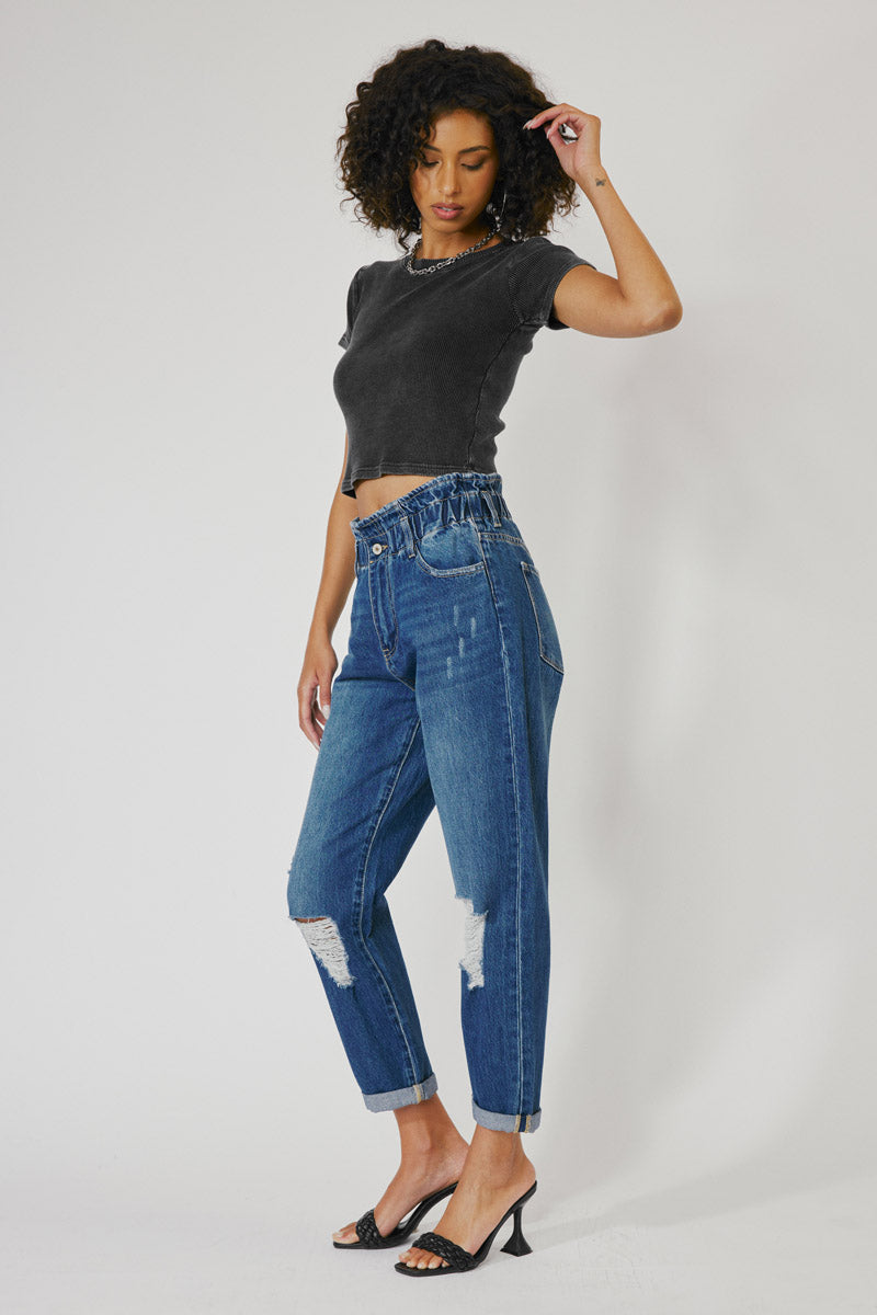 Olivia Ultra High Rise Paperbag Boyfriend Jeans