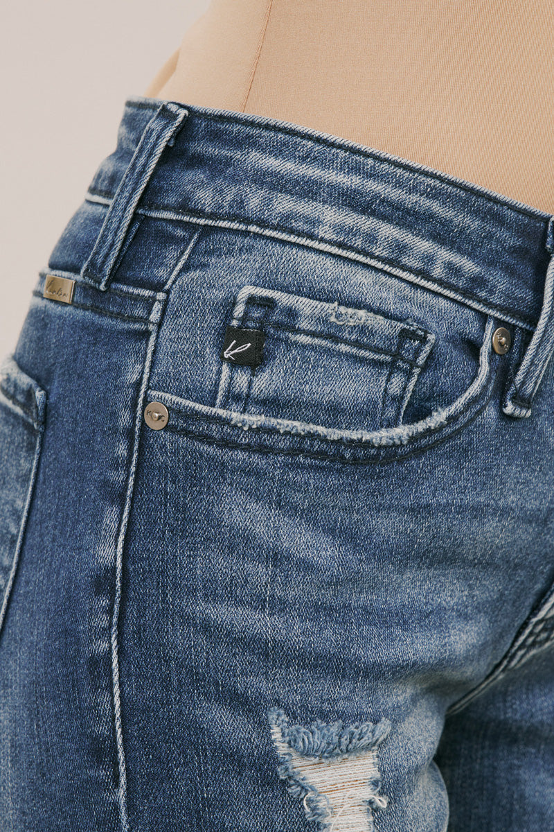 Coco Mid Rise Patched Ankle Skinny Jeans