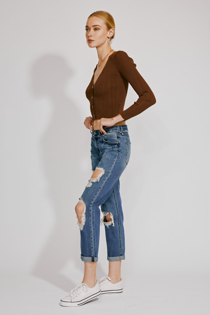 Janelle Mid Rise Boyfriend Jeans