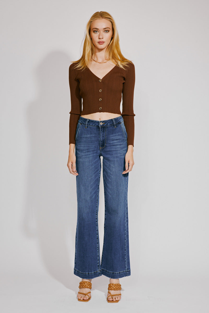 Celine Ultra High Rise Wide Leg Jeans