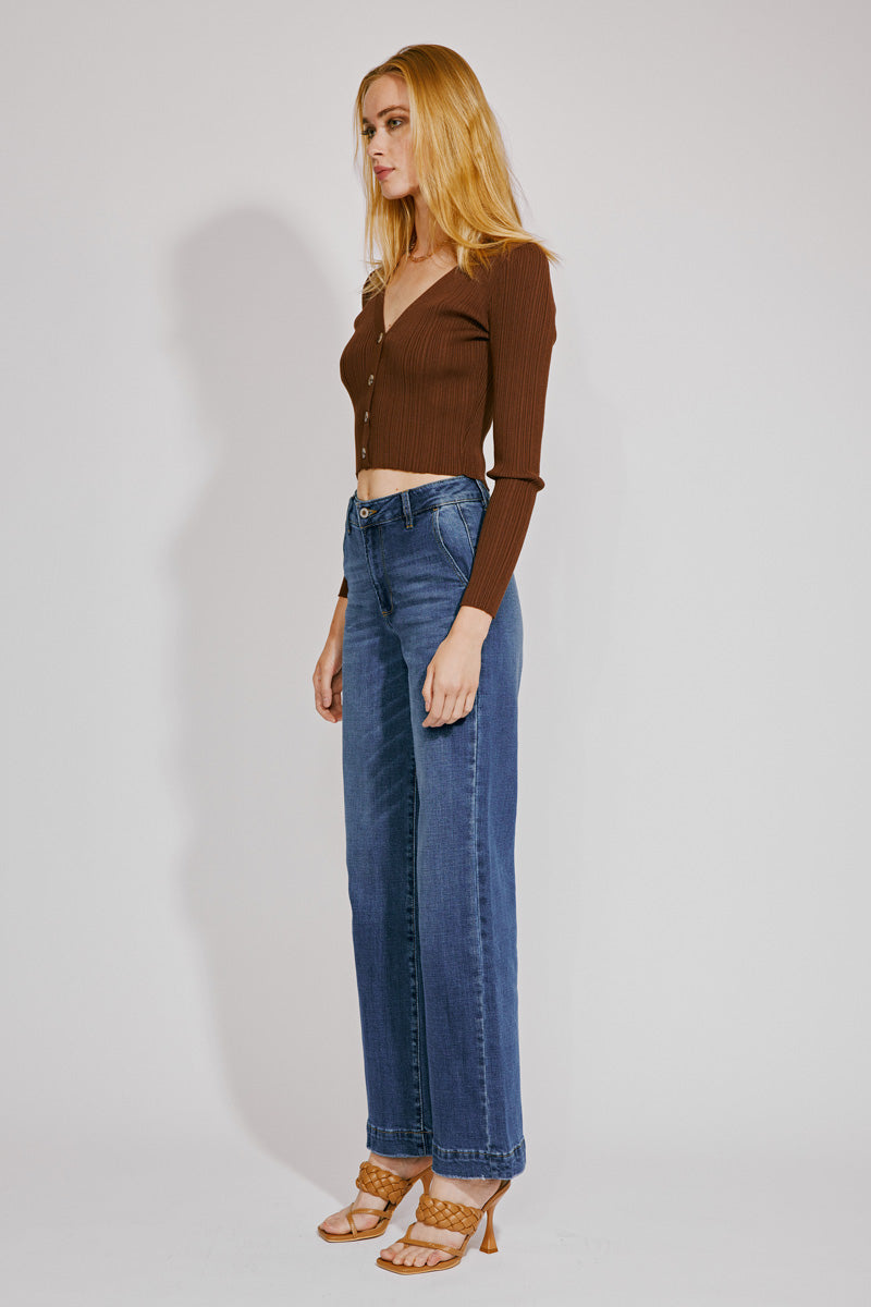 Celine Ultra High Rise Wide Leg Jeans