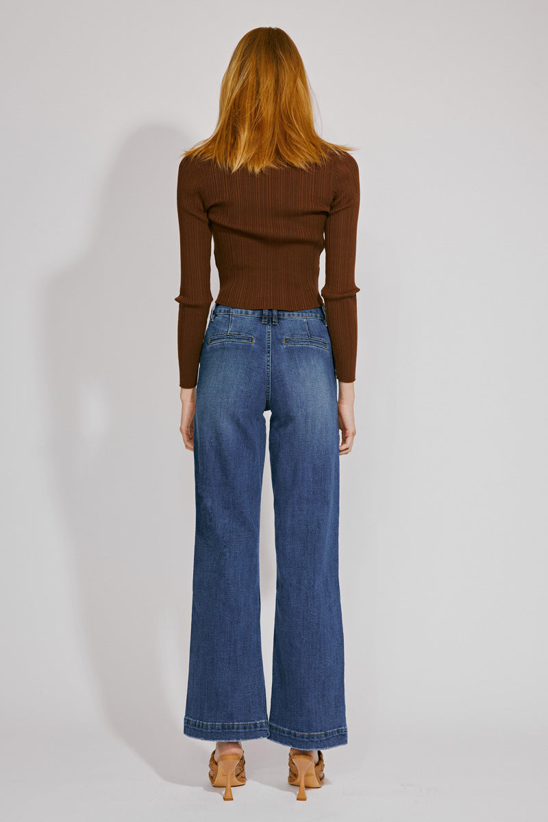 Celine Ultra High Rise Wide Leg Jeans