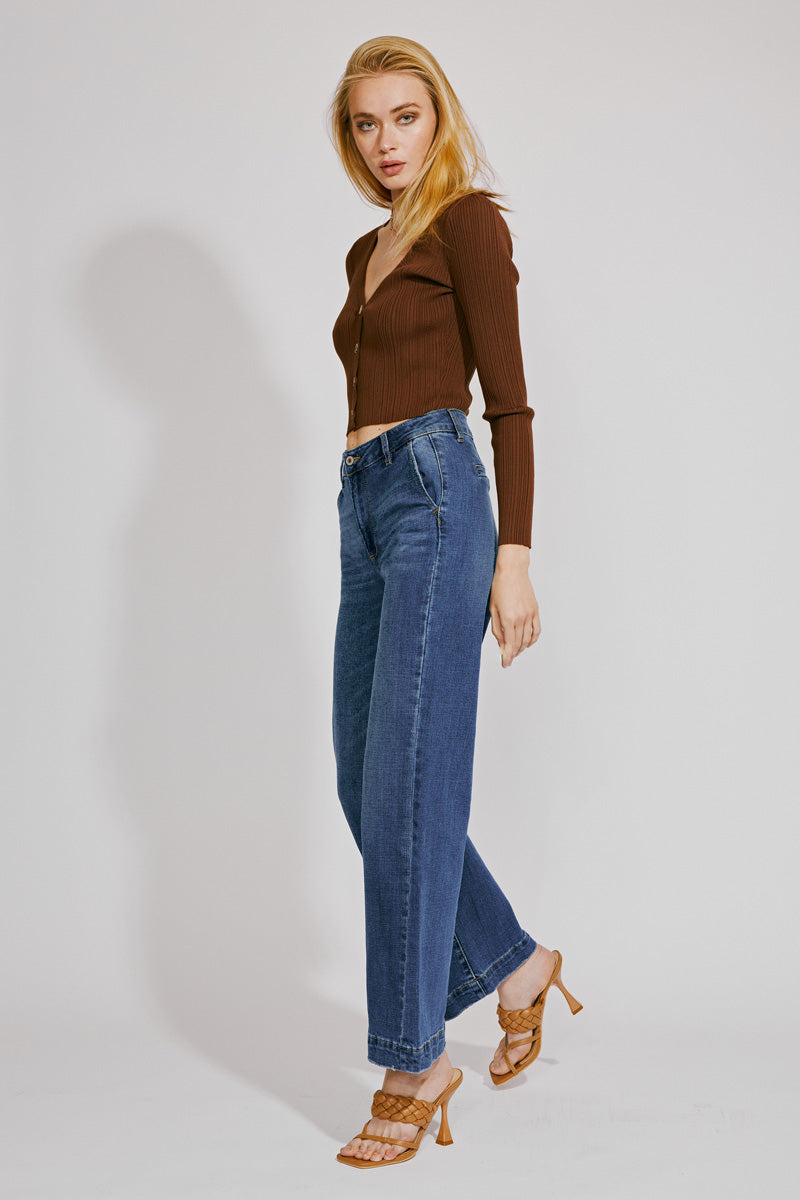 Celine Ultra High Rise Wide Leg Jeans