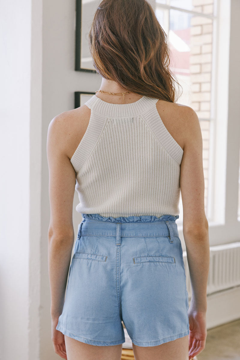 Asher Ultra High Rise Belted Paper-Bag Shorts