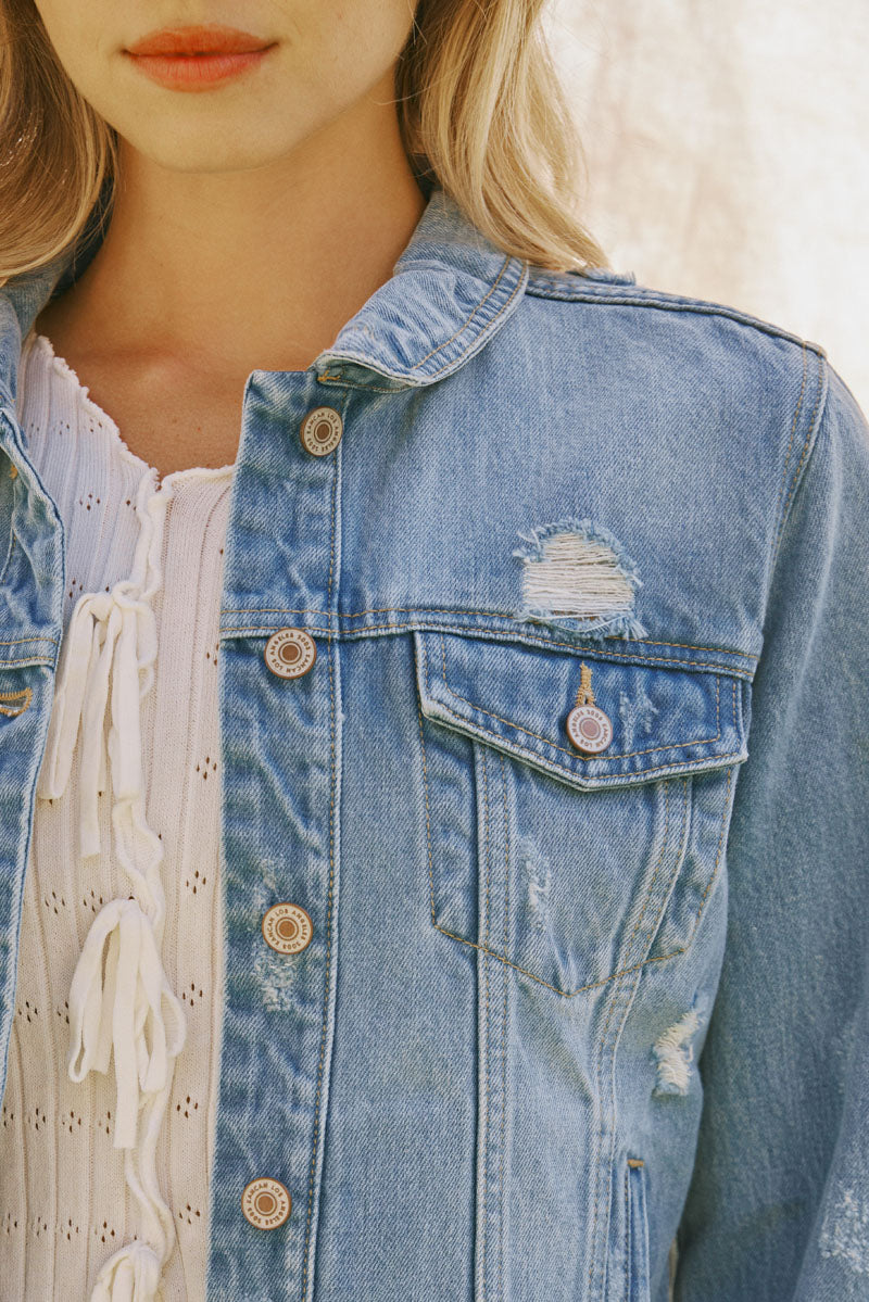 Bianca Distressed Denim Jacket