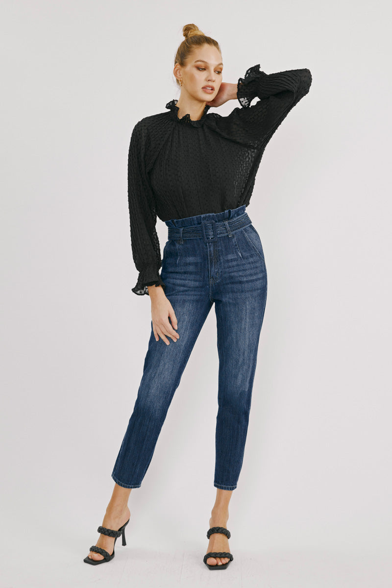Thalia Ultra High Rise Belted Mom Jeans
