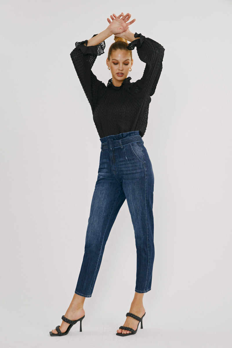 Thalia Ultra High Rise Belted Mom Jeans