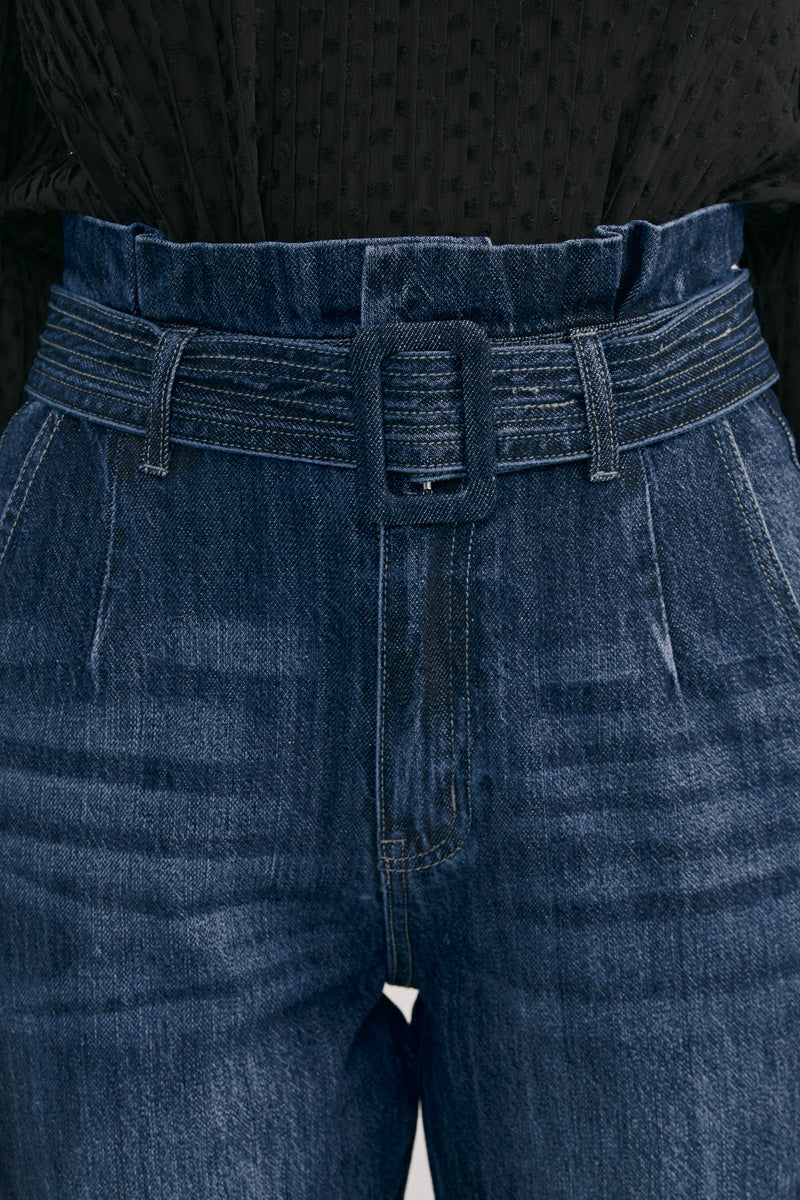 Thalia Ultra High Rise Belted Mom Jeans