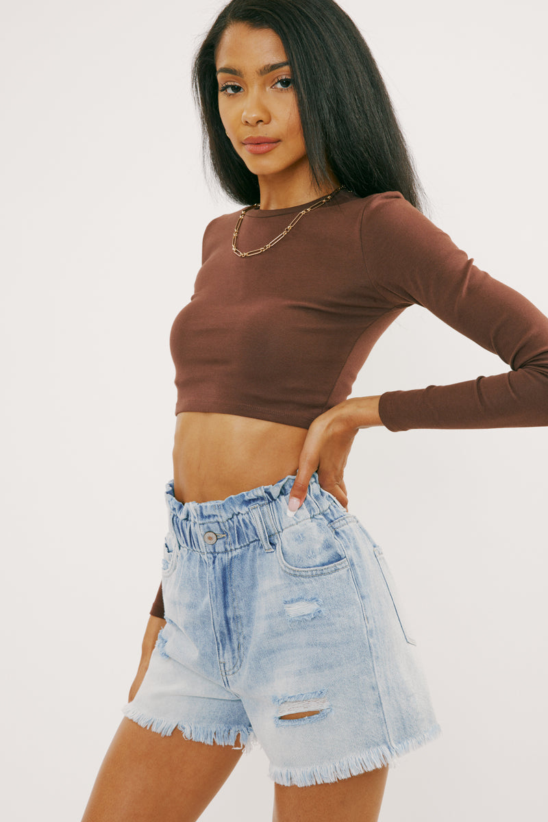 Daelyn Ultra High Rise Paper Bag Shorts