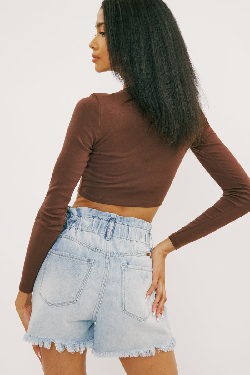 Daelyn Ultra High Rise Paper Bag Shorts