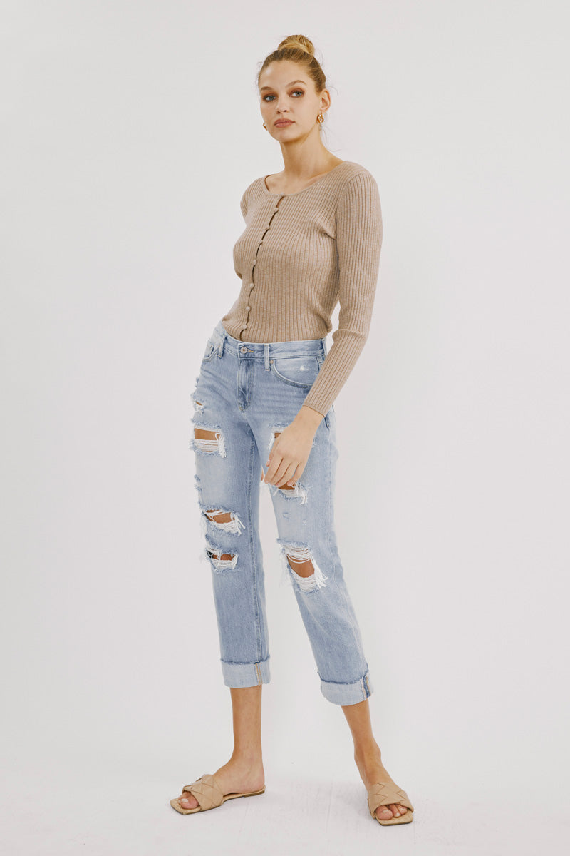 Delta Mid Rise Boyfriend Jeans