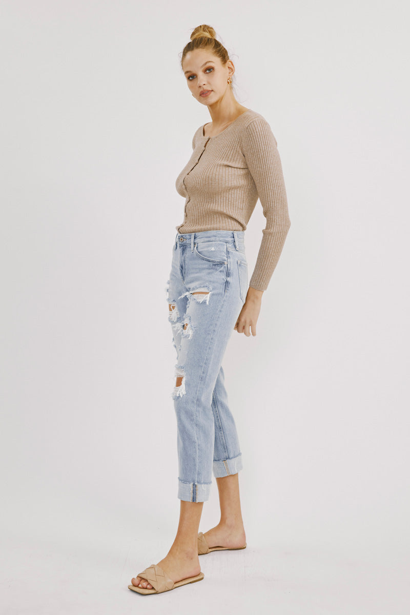 Delta Mid Rise Boyfriend Jeans