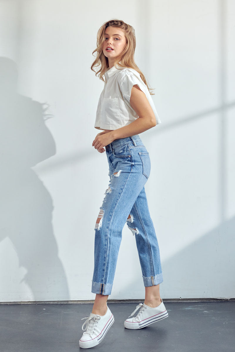 Delta Mid Rise Boyfriend Jeans