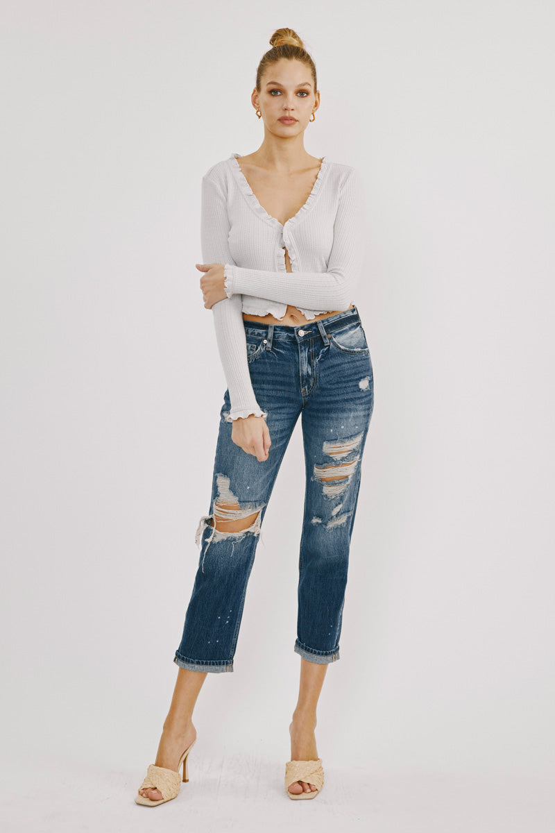Charlize Mid Rise Boyfriend Jeans