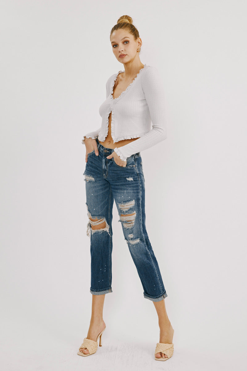 Charlize Mid Rise Boyfriend Jeans