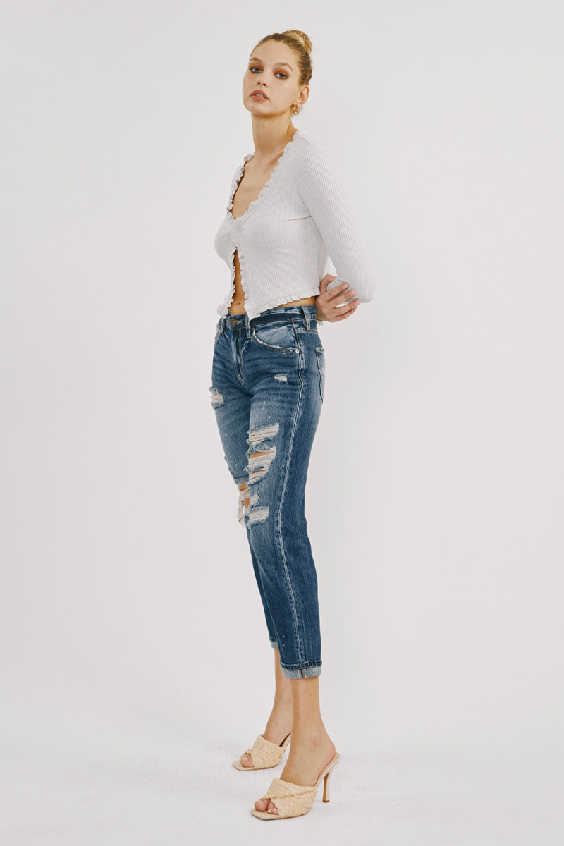 Charlize Mid Rise Boyfriend Jeans