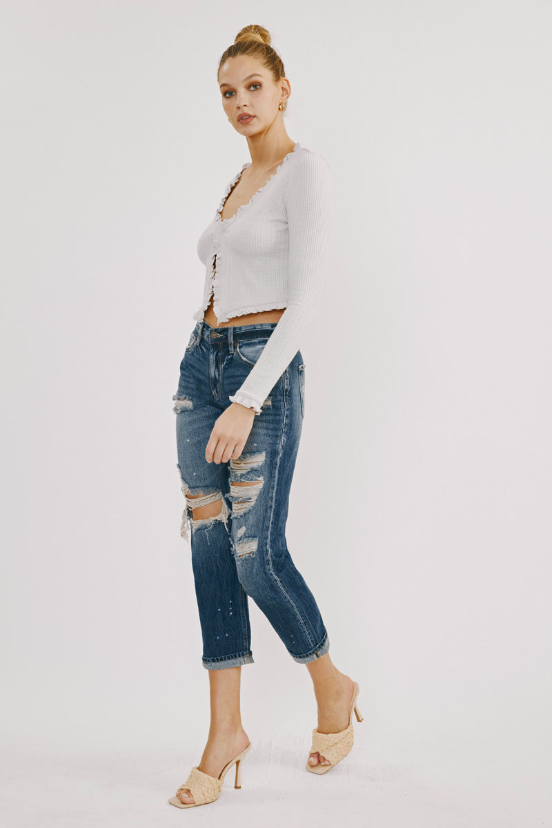 Charlize Mid Rise Boyfriend Jeans