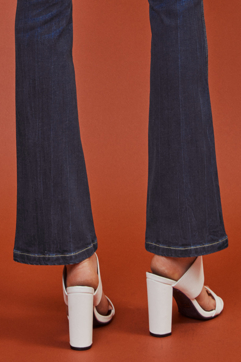 Seren High Rise Exposed Button Bootcut Jeans