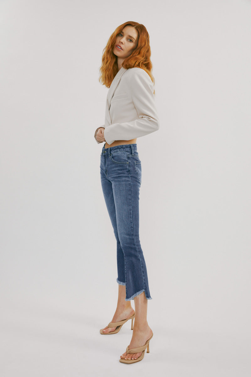 Aida Mid Rise Cropped Flare Jeans