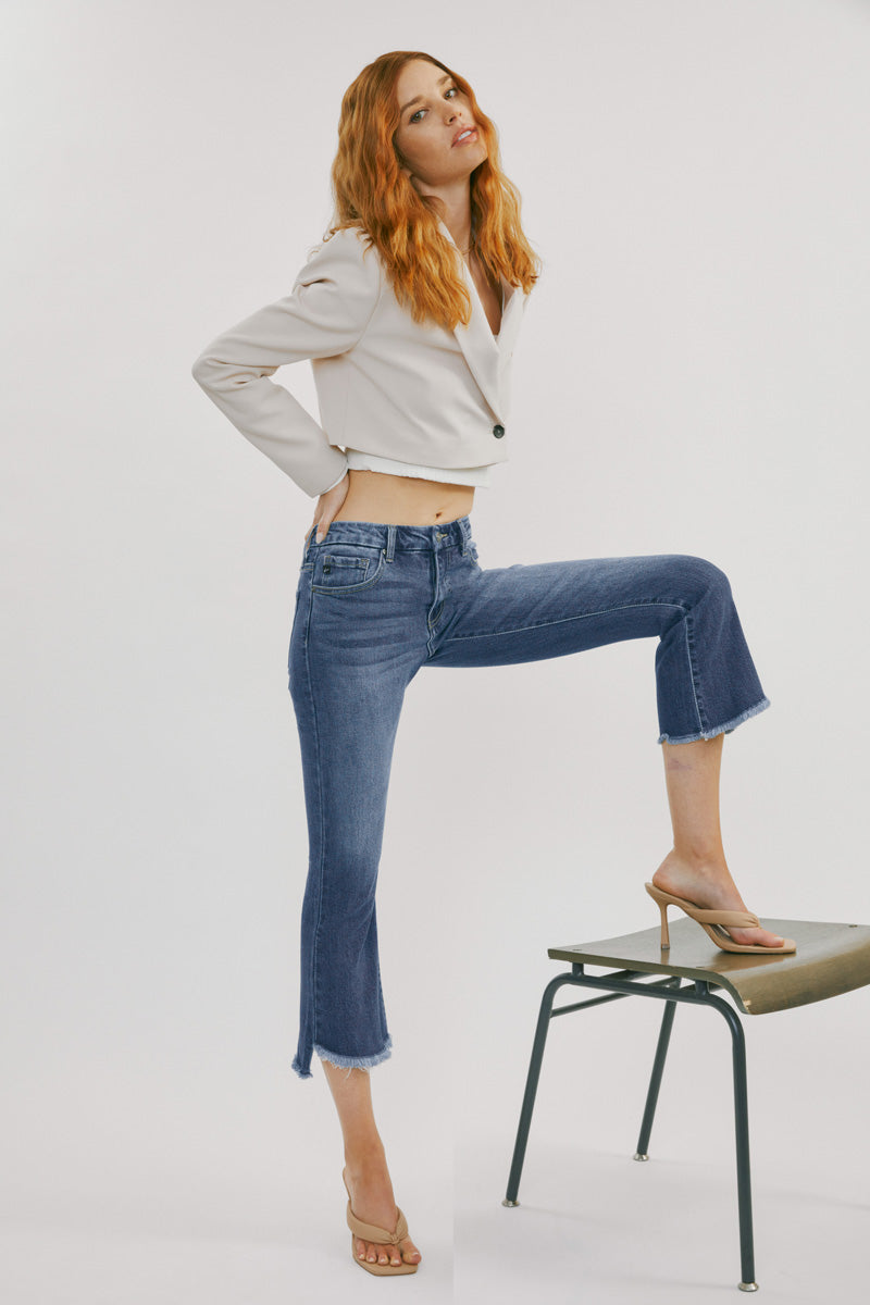 Aida Mid Rise Cropped Flare Jeans