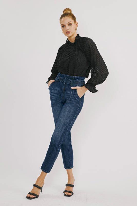 Thalia Ultra High Rise Belted Mom Jeans